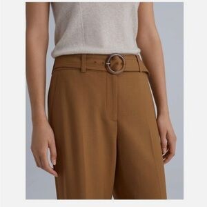 Club Monaco Round Buckle Belted Trousers in Maple Tan Brown